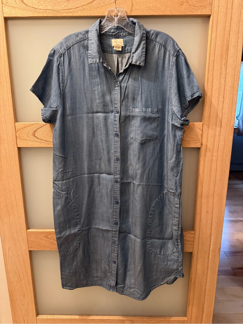 Andrea Jovine Light Blue Denim Button-Down Shirt Dress
